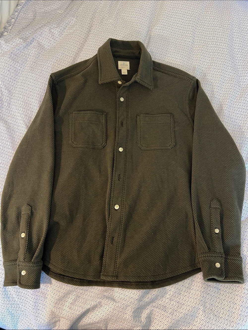 Crewcuts Olive Textured Button-Front Shirt Jacket